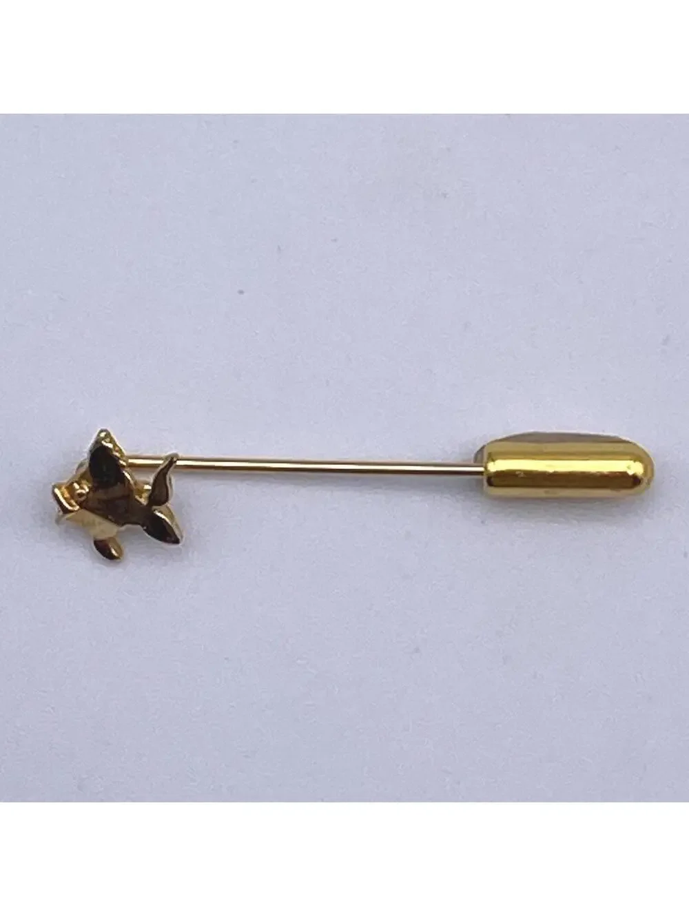 Vintage Small Gold Fish Figural Stick Pin, Goldfish Hat Pin, Fish Pin.